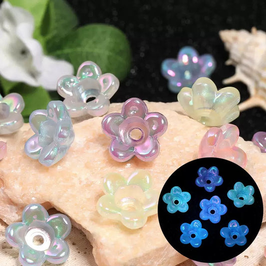 S44夜光アクリル五弁花オーナメント オーロラ仕様(蓄光9*19MM)