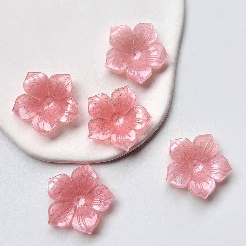 [開封] NEW.約 30mm 穴付き立体 5 弁花ビーズ