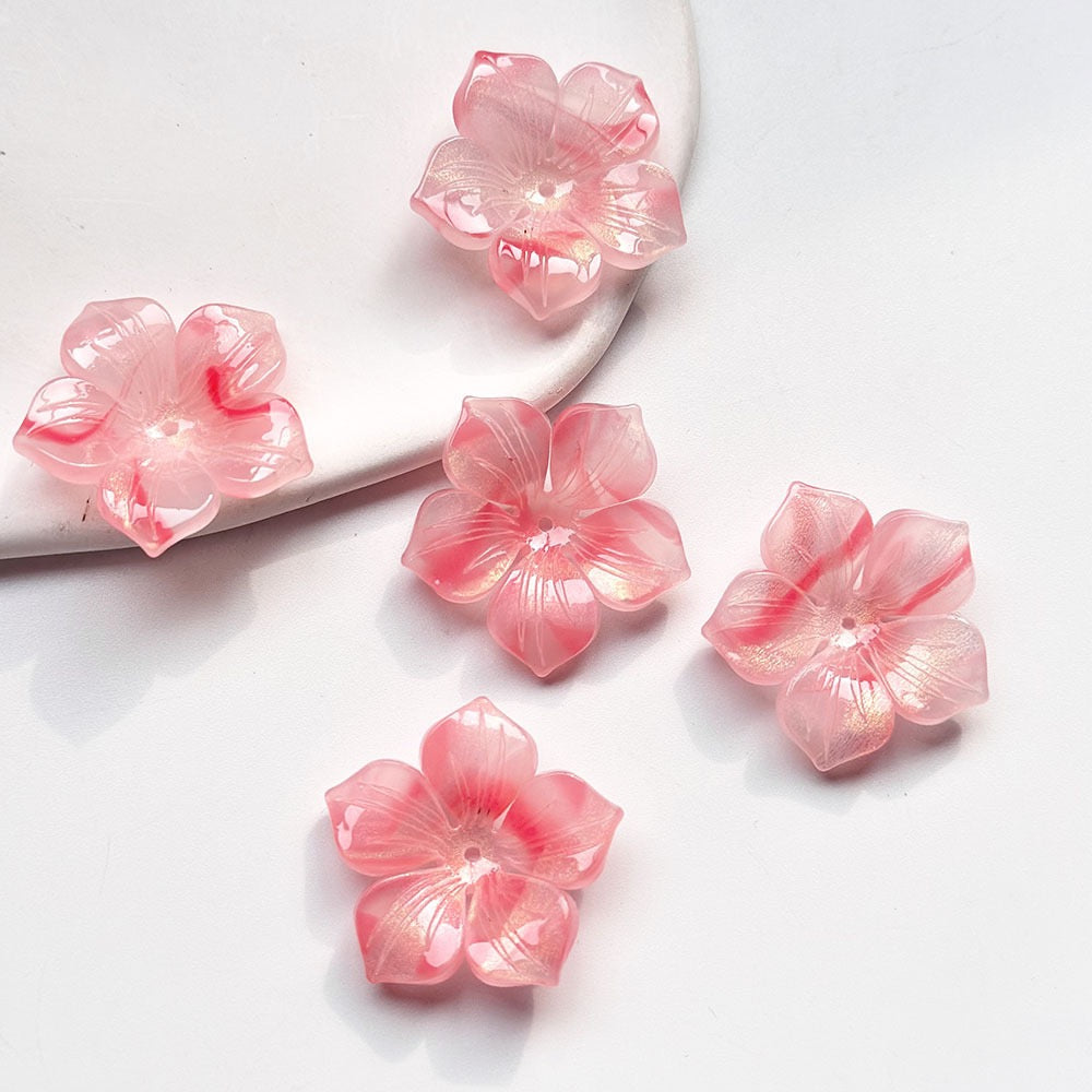 [開封] NEW.約 30mm 穴付き立体 5 弁花ビーズ