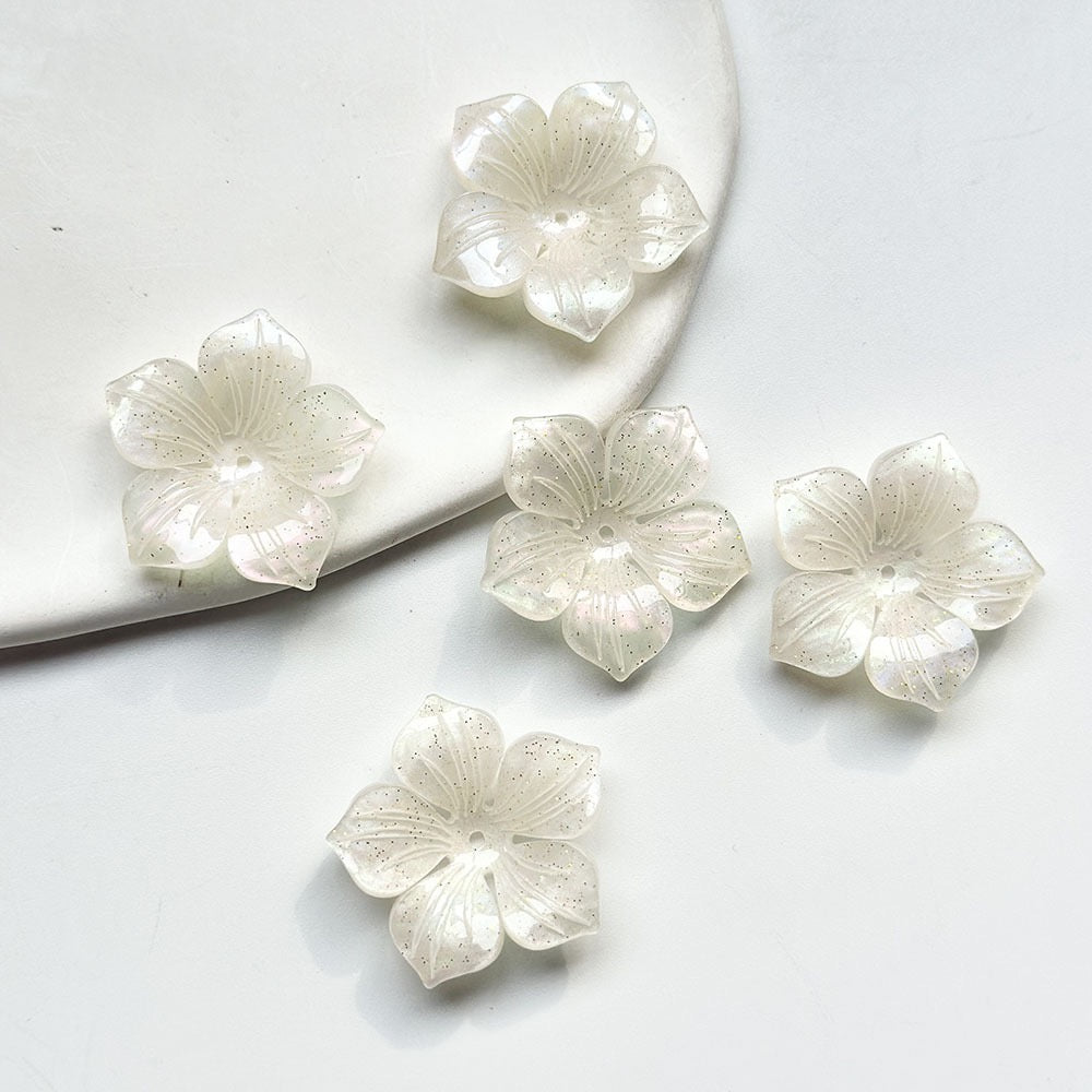[開封] NEW.約 30mm 穴付き立体 5 弁花ビーズ