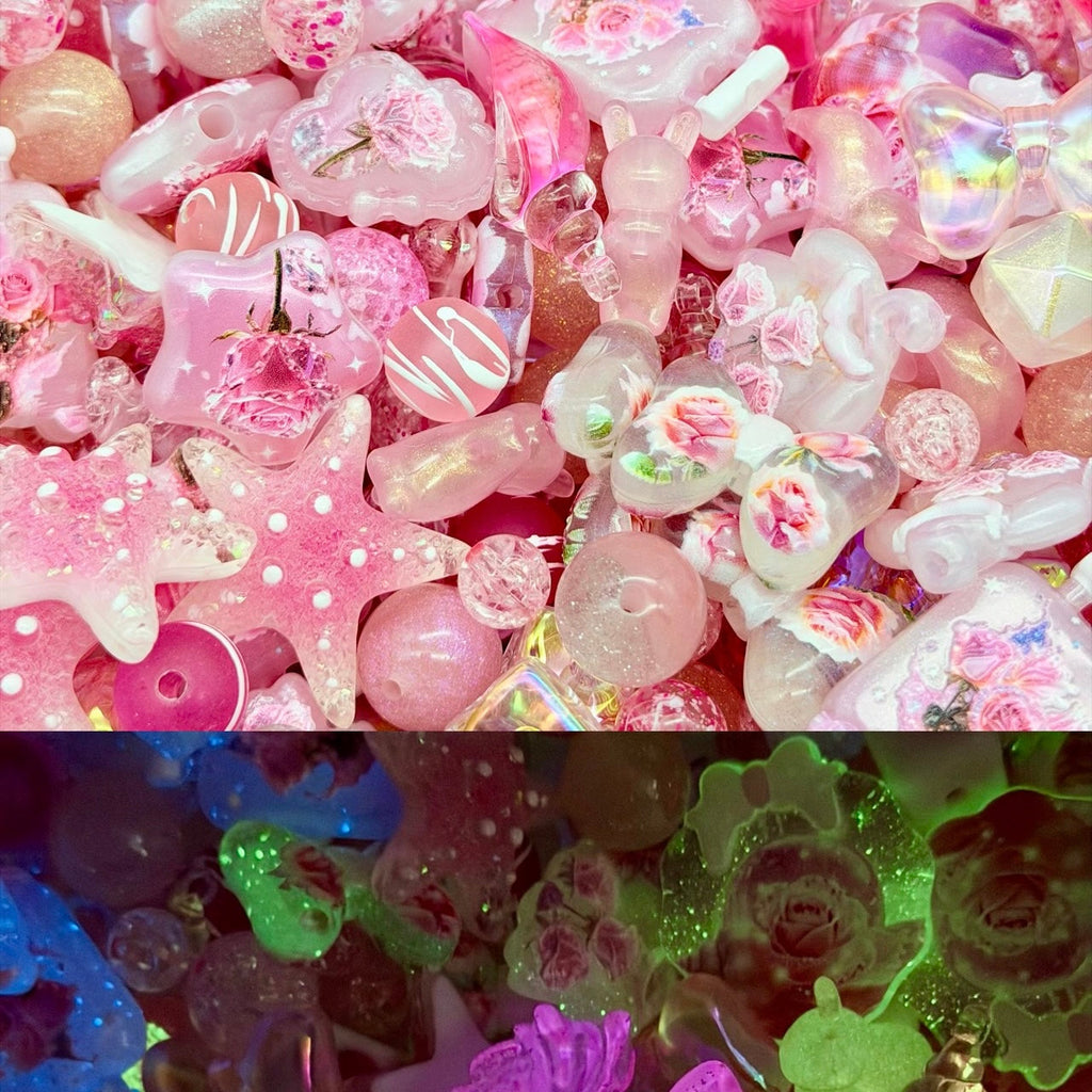 [開封]高品質 レジン & アクリルミックスビーズ 大粒メイン 100 種類以上