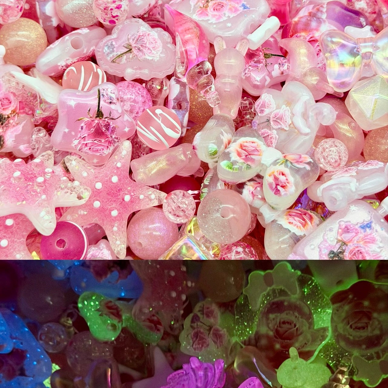 [開封]高品質 レジン & アクリルミックスビーズ 大粒メイン 100 種類以上