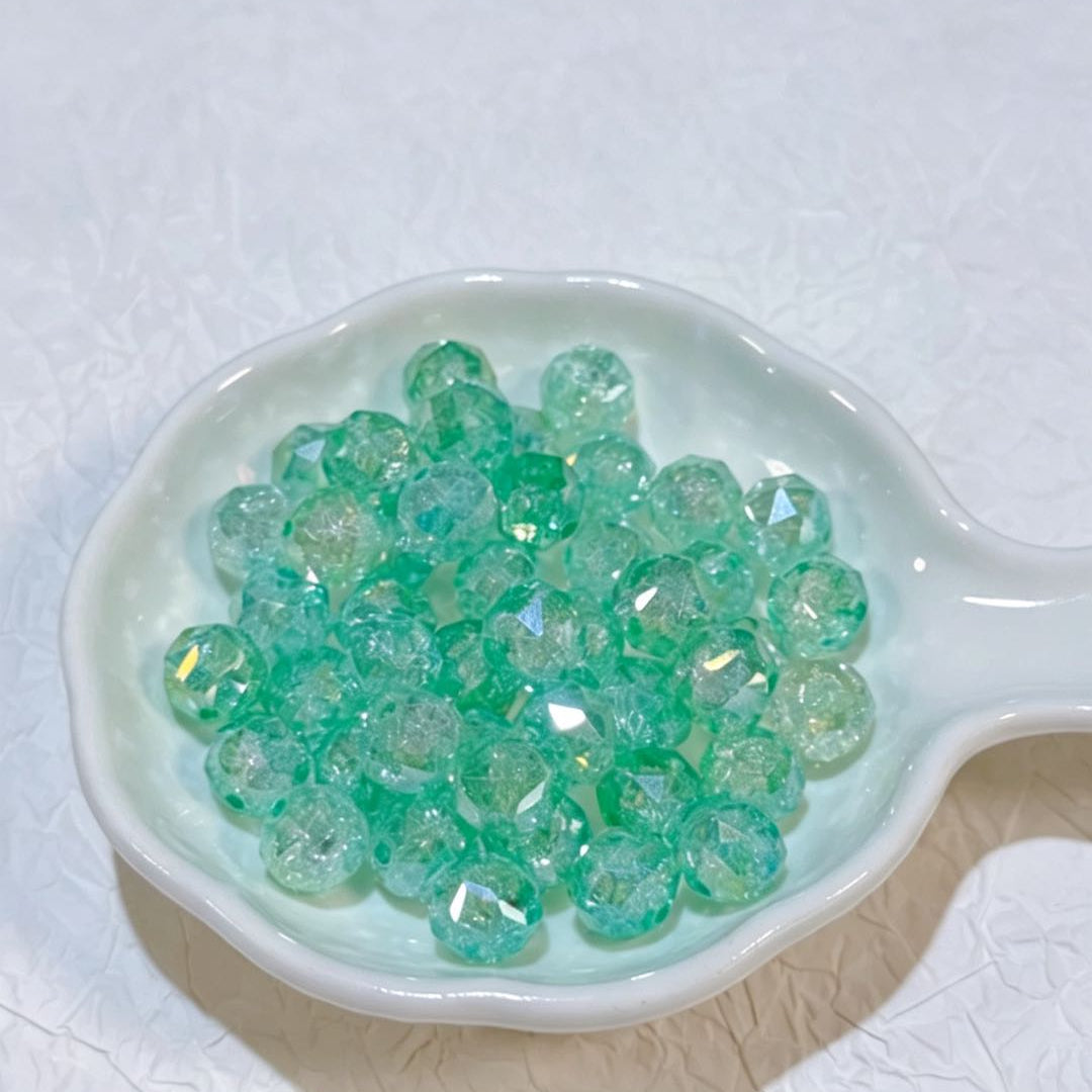 [開封] 氷裂花球ビーズ 約9mm クリスタル調