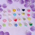 [開封] NEW.糸通し穴付きハート飾りパーツ 合金製とアクリル製 2 種素材 DIY 手芸装飾素材