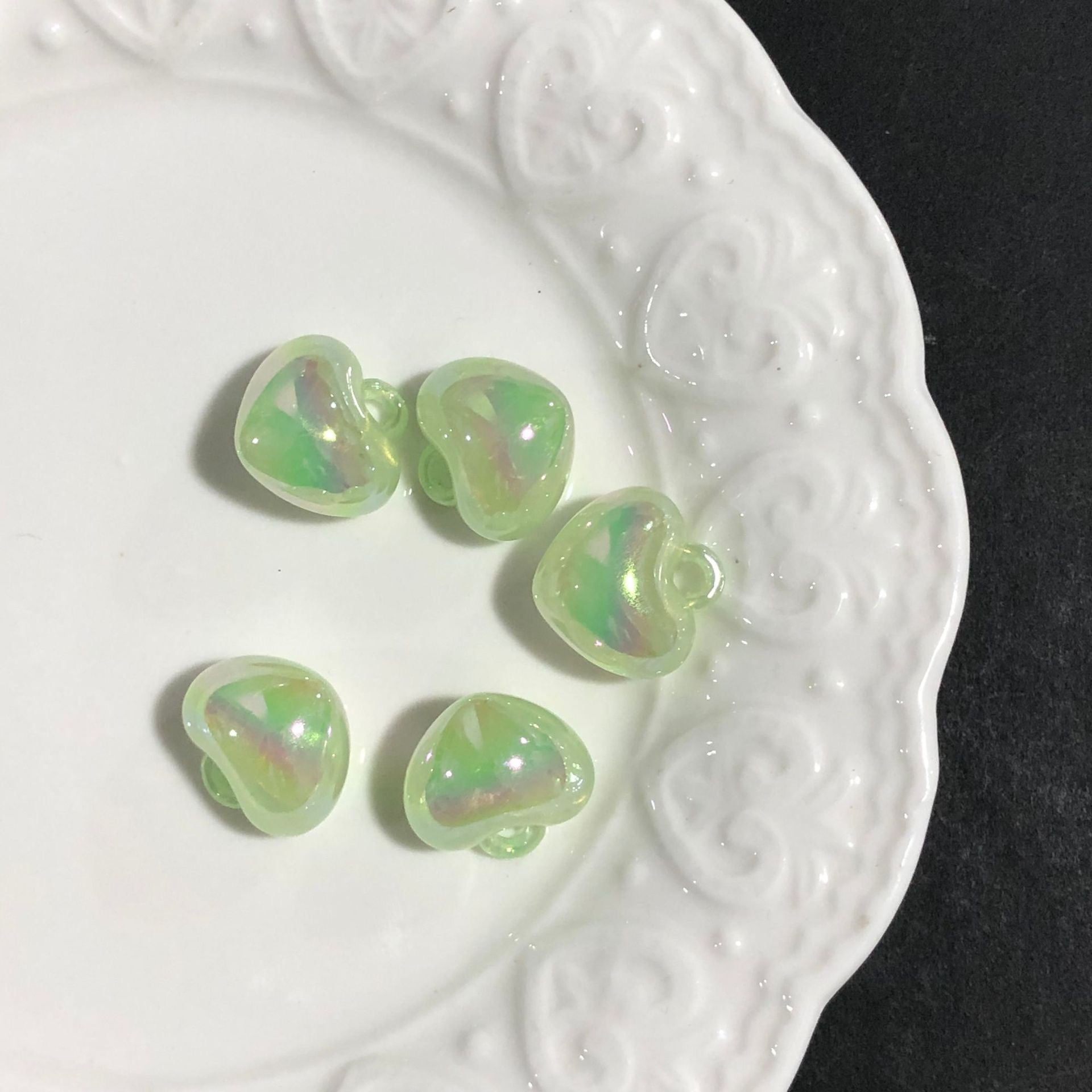 [開封] NEW.ハート型吊り穴付きパーツ 全 9 色 DIY 手芸装飾素材