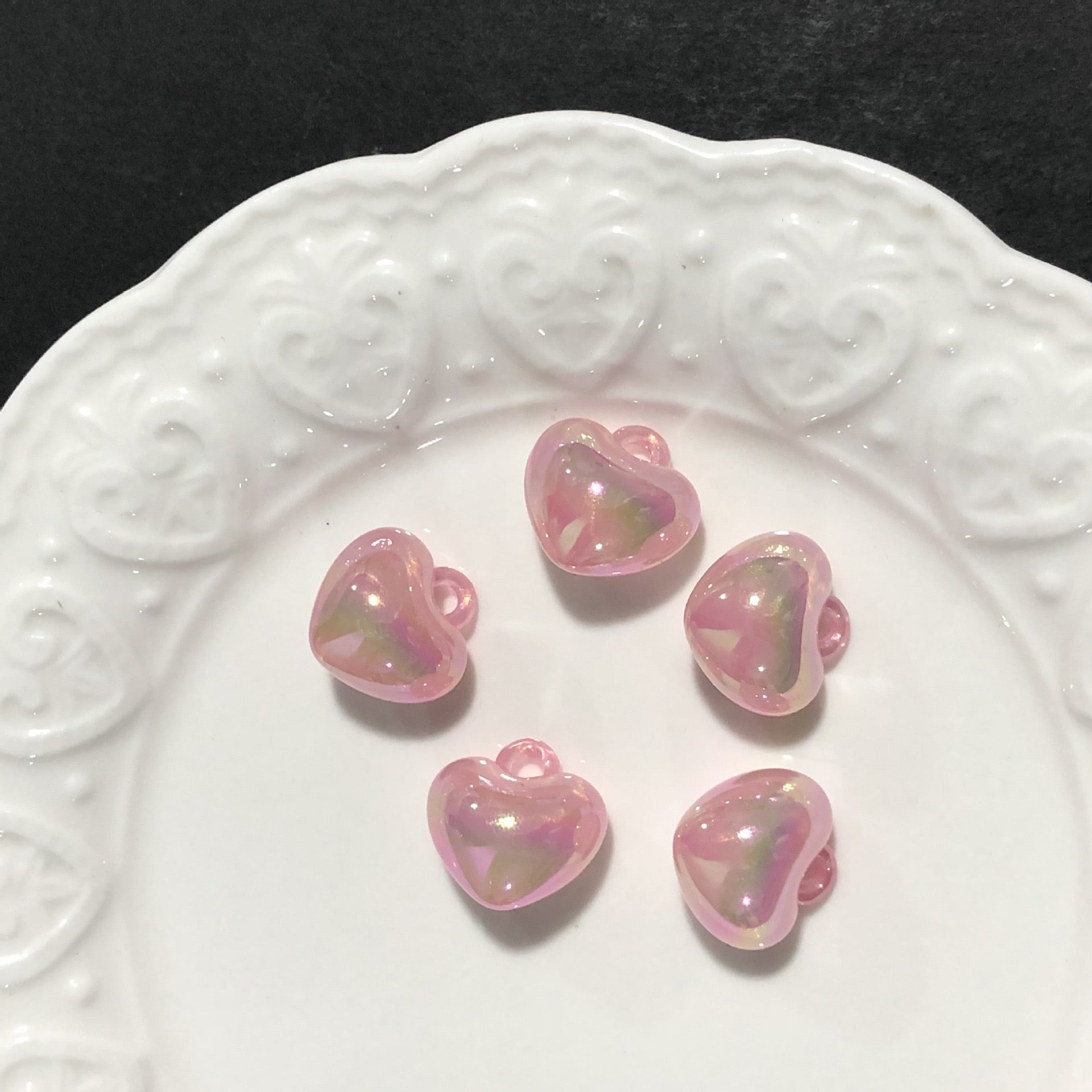 [開封] NEW.ハート型吊り穴付きパーツ 全 9 色 DIY 手芸装飾素材