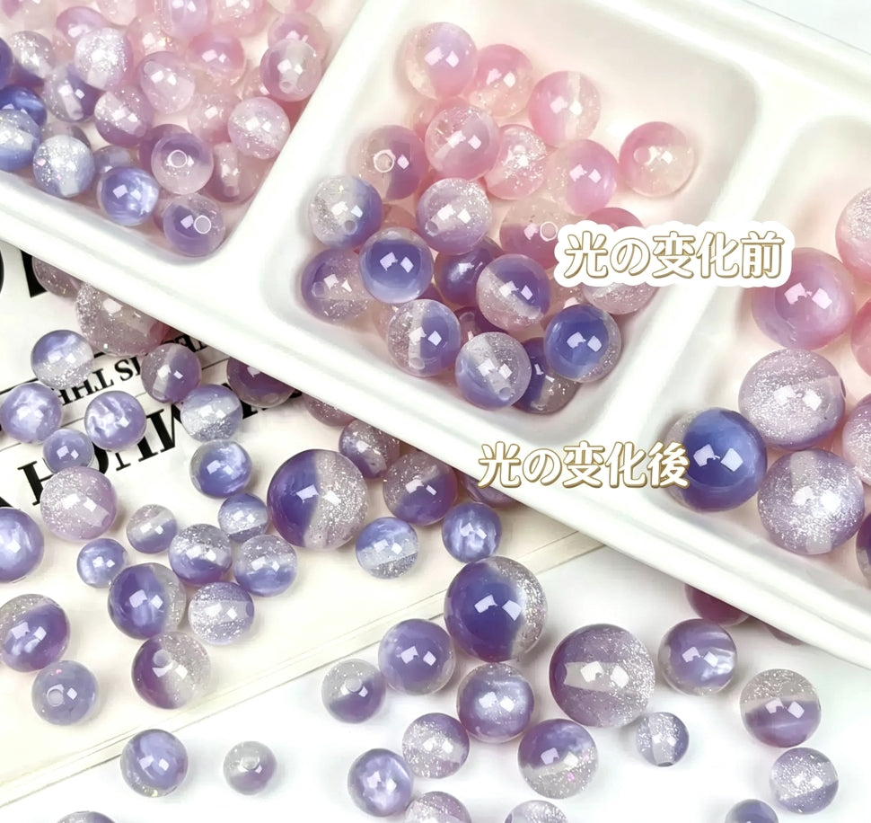 [開封] NEW.約 16mm レジン 光変色・蓄光貫通穴ビーズ