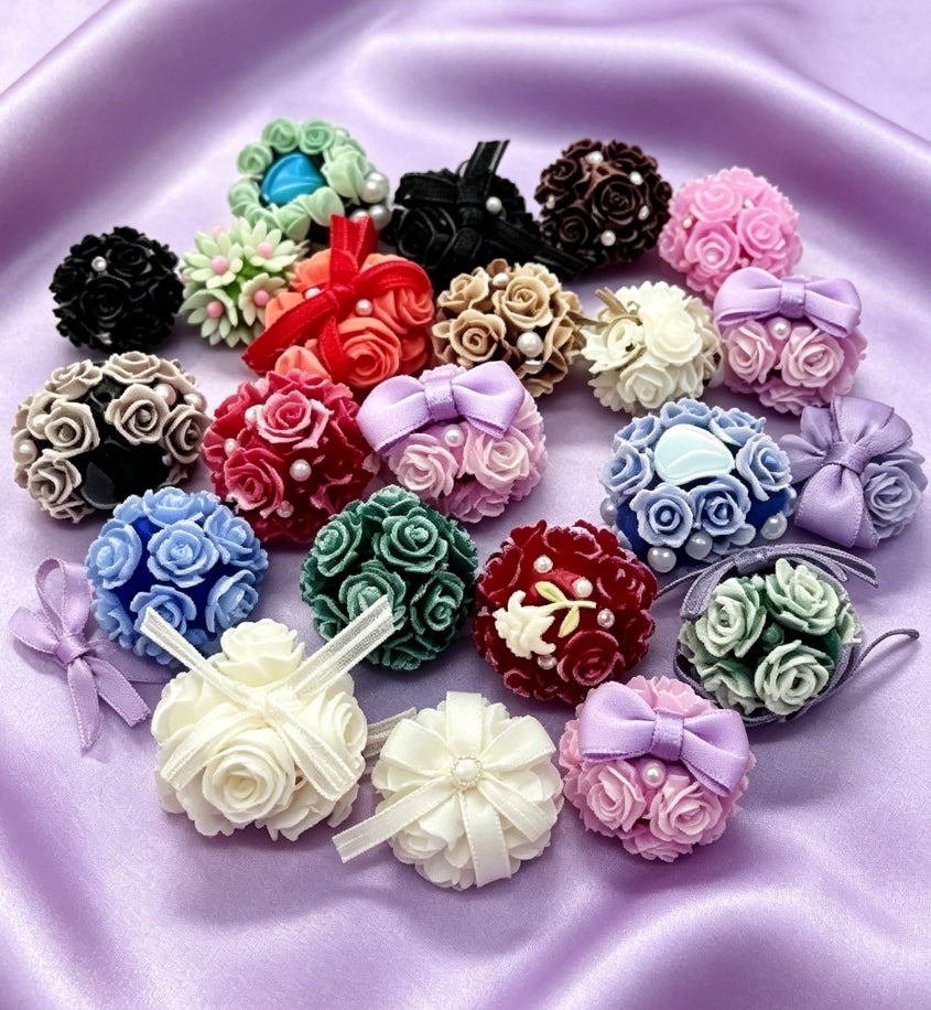 [開封]NEW.穴あき蓄光フラワーボール 150 種類 DIY アクセサリーパーツ