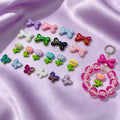 [開封] NEW.アクリル素材リボン・花・蝶 携帯ストラップや花環などに使えます
