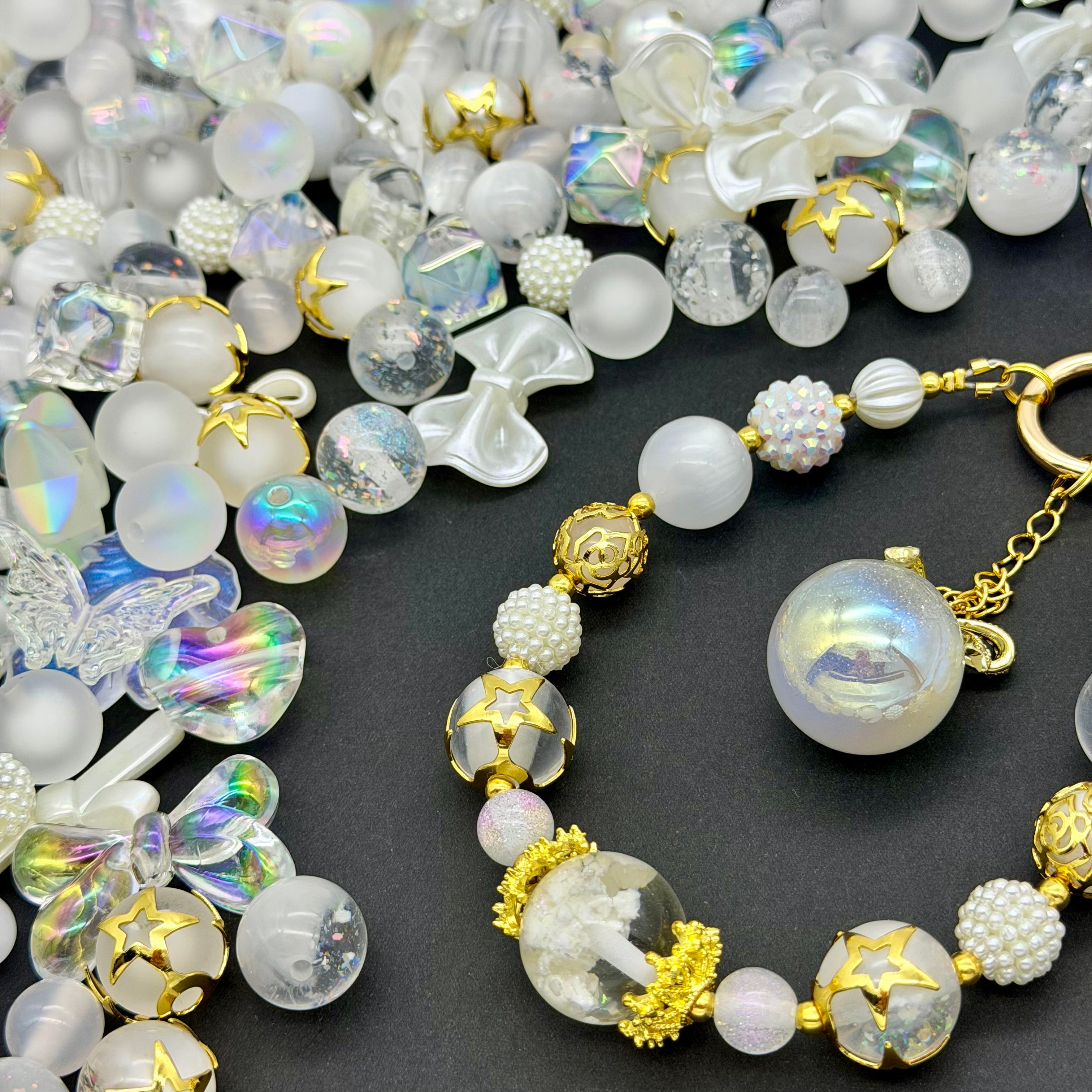 [開封]高品質 レジン & アクリルミックスビーズ 大粒メイン 100 種類以上