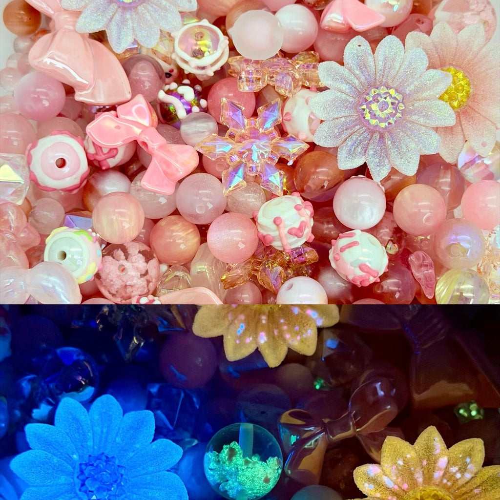 [開封]高品質 レジン & アクリルミックスビーズ 大粒メイン 100 種類以上