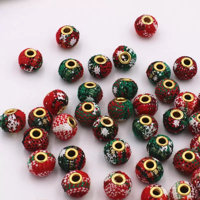 D50サンタの森のチェック柄ビーズ