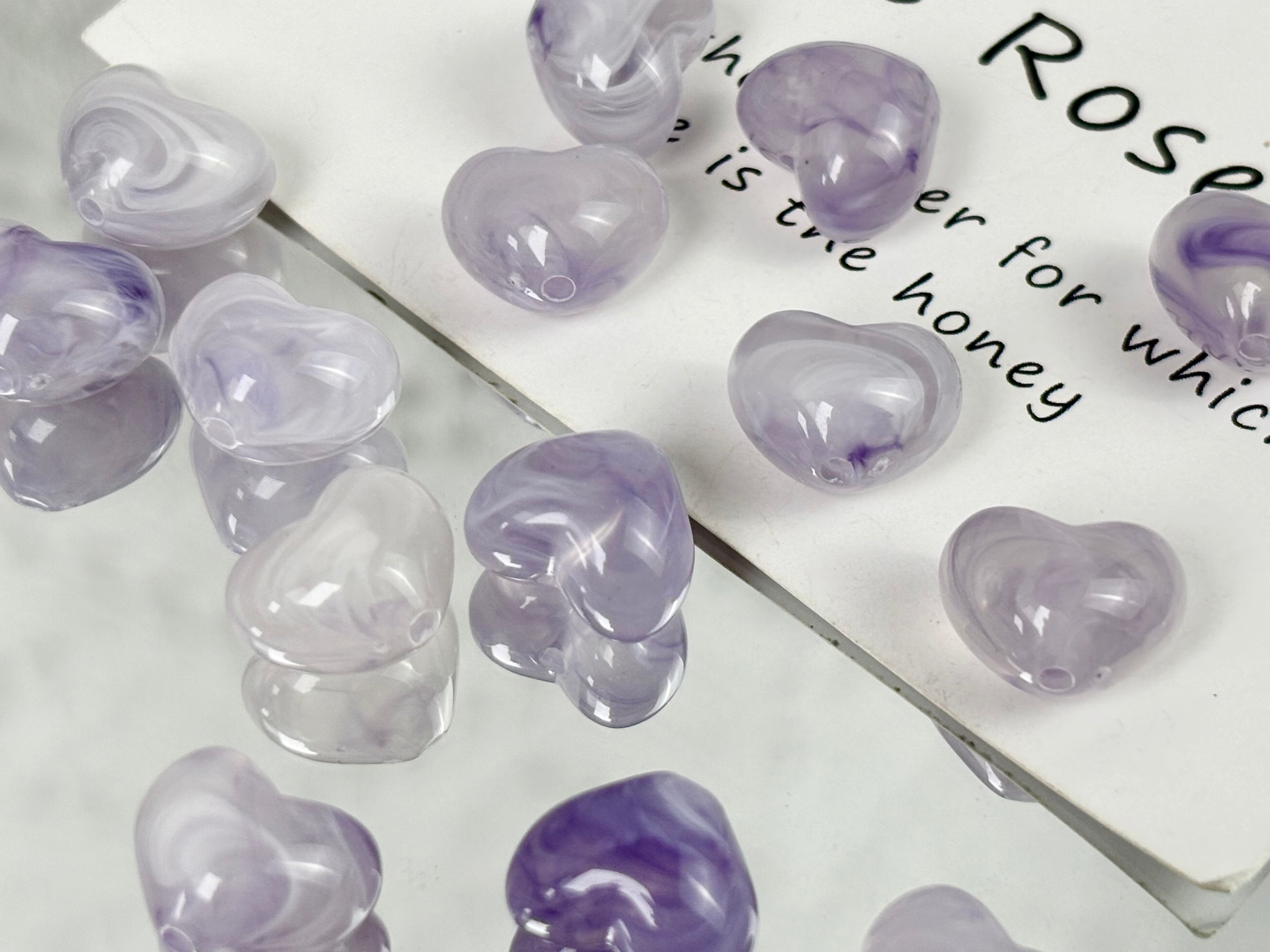 [開封] NEW.糸通し穴付きハート飾りパーツ 合金製とアクリル製 2 種素材 DIY 手芸装飾素材