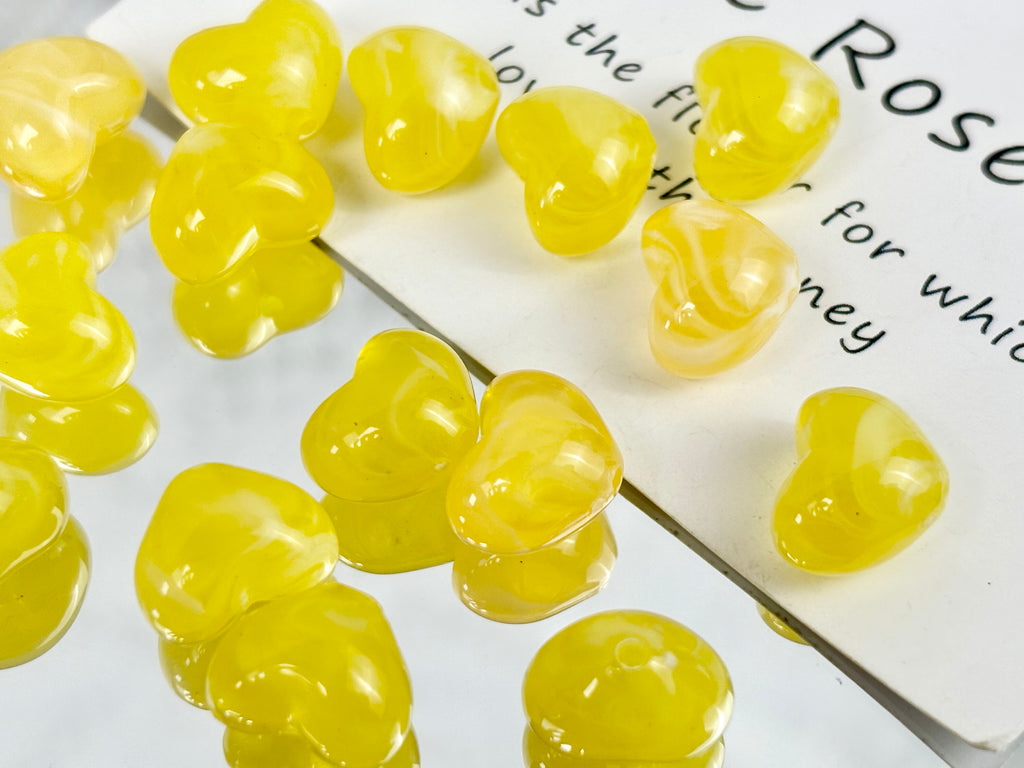 [開封] NEW.糸通し穴付きハート飾りパーツ 合金製とアクリル製 2 種素材 DIY 手芸装飾素材