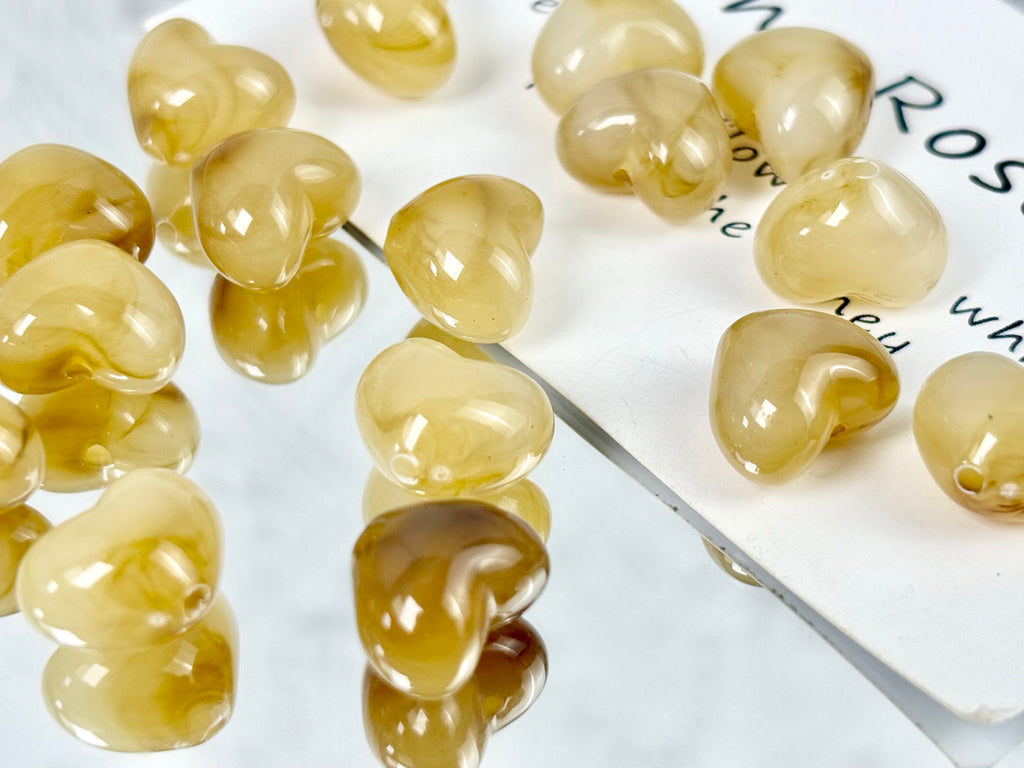 [開封] NEW.糸通し穴付きハート飾りパーツ 合金製とアクリル製 2 種素材 DIY 手芸装飾素材