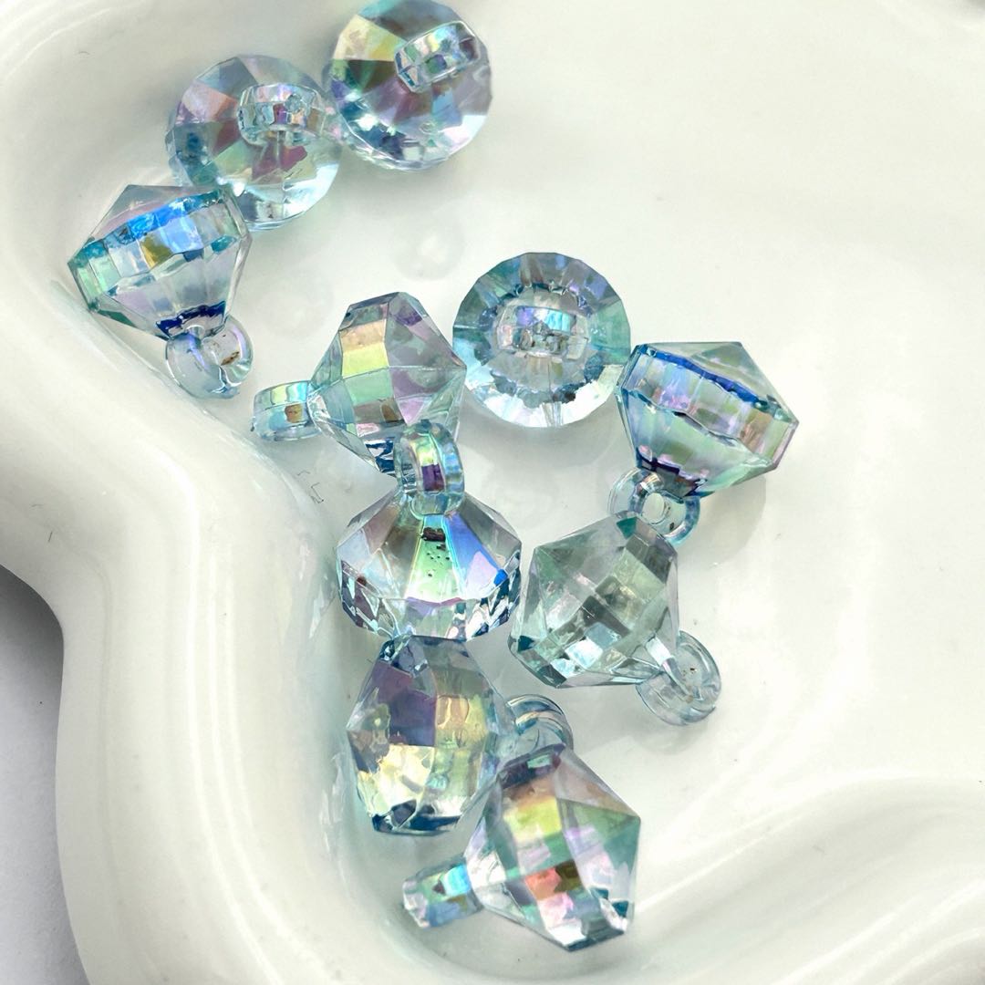 [開封] メッキアクリル クリアカラーダイヤカット吊り穴ビーズ全 9 色
