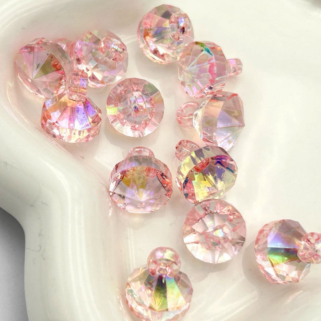 [開封] メッキアクリル クリアカラーダイヤカット吊り穴ビーズ全 9 色