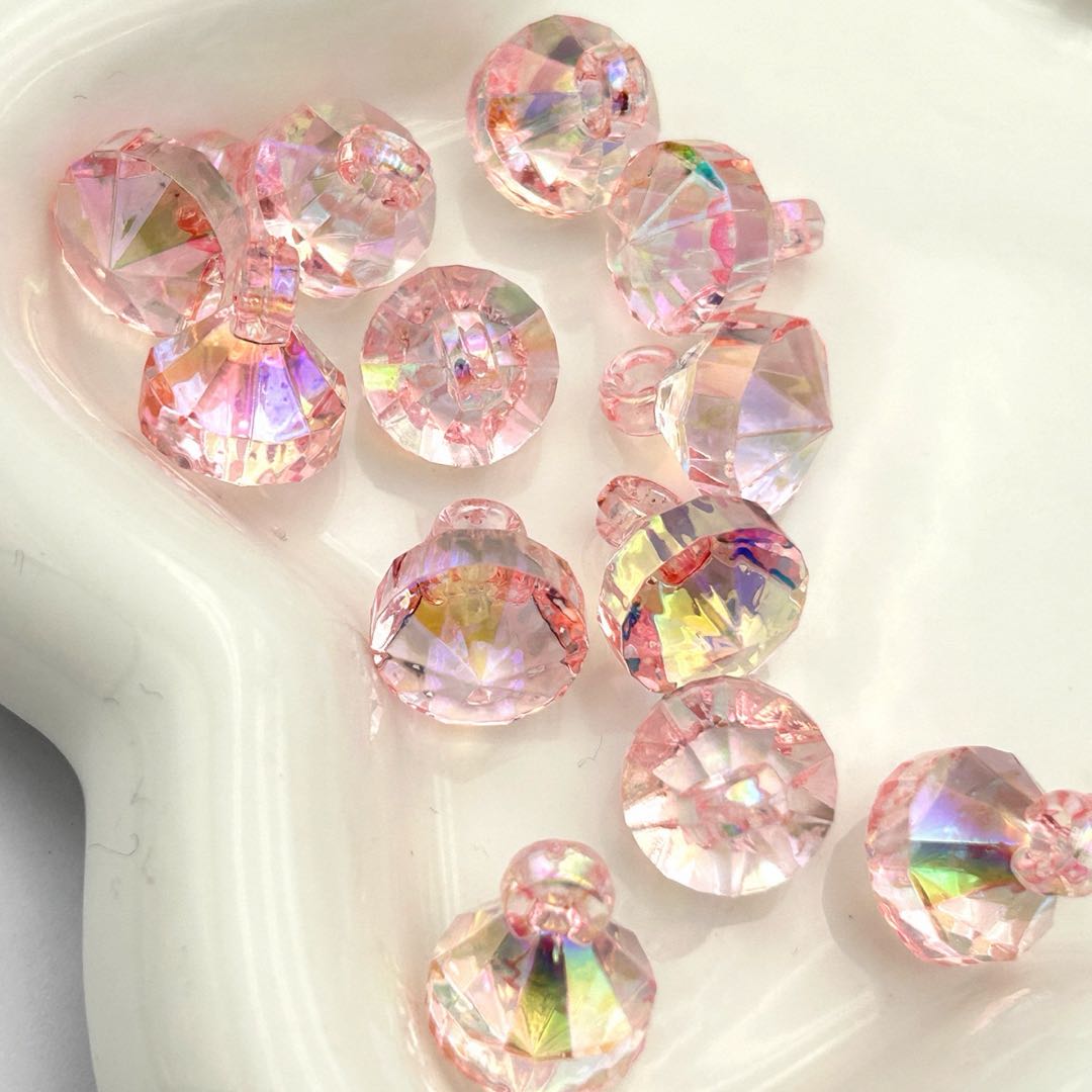 [開封] メッキアクリル クリアカラーダイヤカット吊り穴ビーズ全 9 色