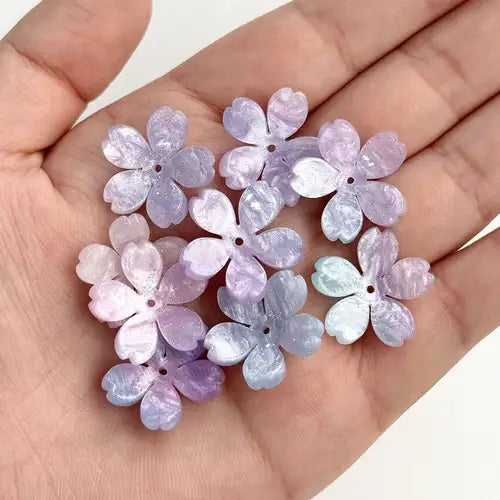 [開封] NEW.約 18mm /20mmアセテート素材 5 弁花モチーフビーズ、ブレスレット・カーチャーム・ヘアアクセ作り DIY 手芸パーツ