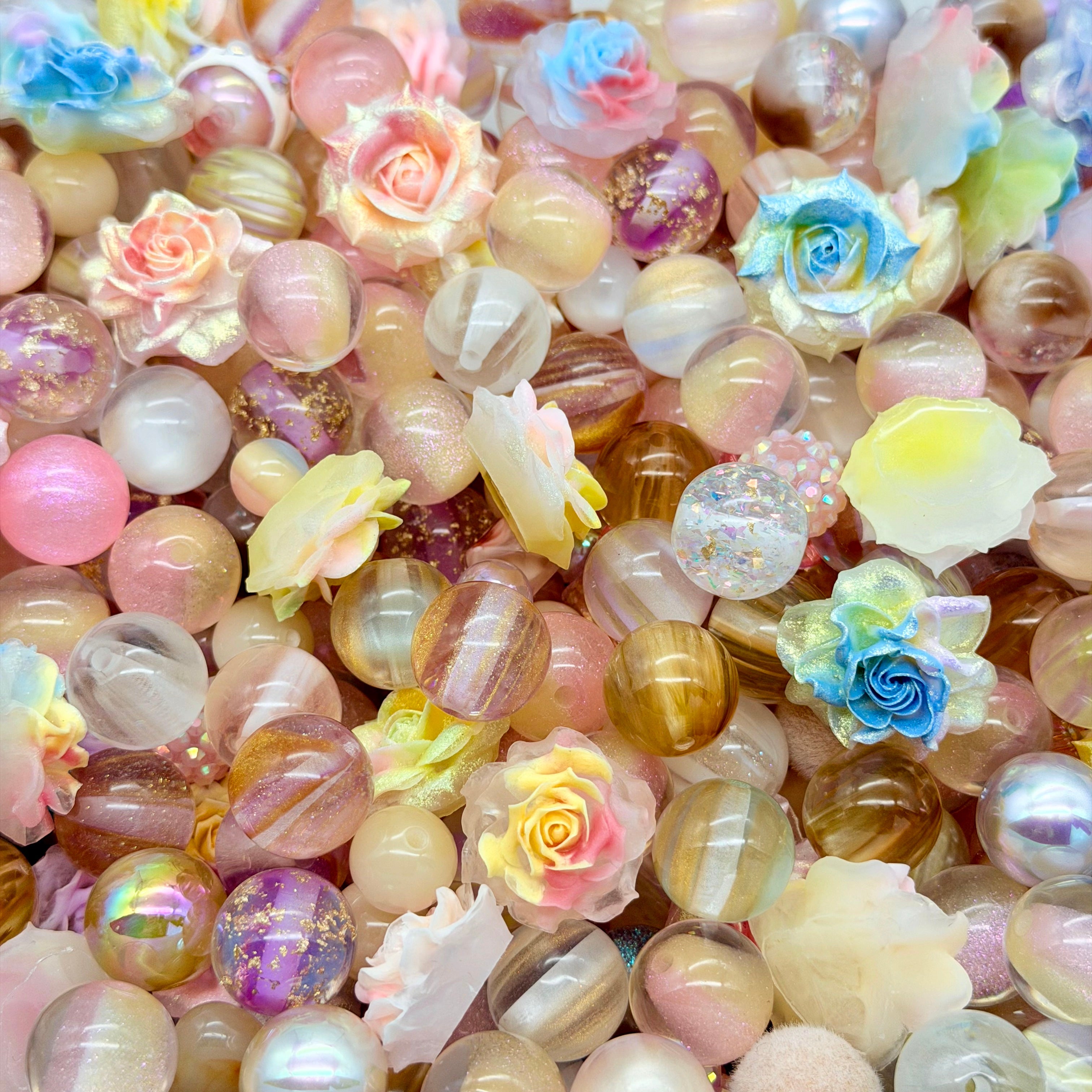 [開封]高品質 レジン & アクリルミックスビーズ 大粒メイン 100 種類以上